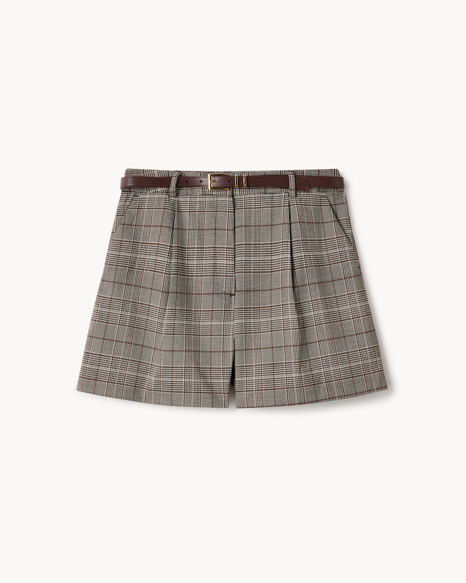 F&F Checked Belted Co-ord Shorts in Multi Brown