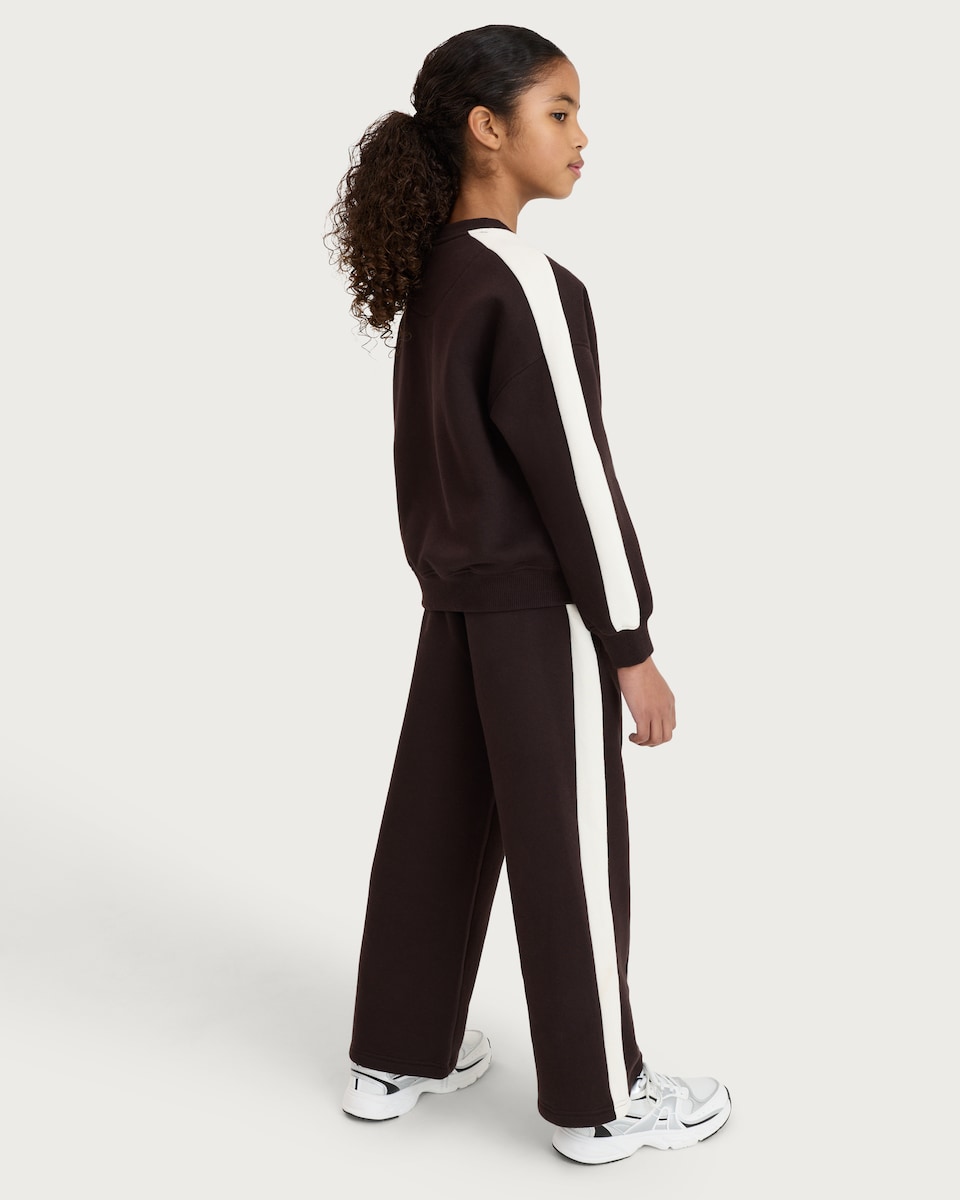 image 1 of F&F Active Girls AFTERCLASS  2-Piece Slogan Sweatshirt and Joggers Set in Brown