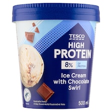 Tesco High Protein mražený krém mléčný s vanilkovou příchutí s čokoládovou polevou 500ml