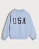 image 4 of F&F Girls Cotton Rich USA Flag Print Sweatshirt in Blue