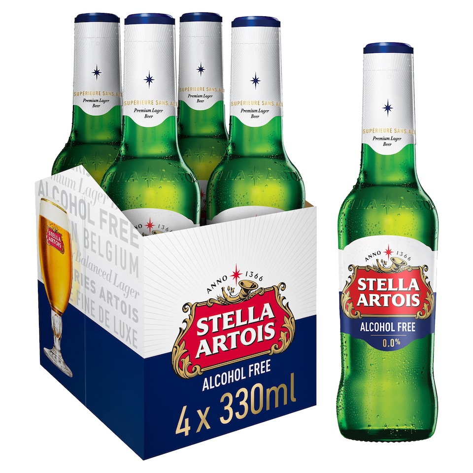 image 1 of Stella Artois Alcohol Free Lager Beer 4 x 330ml