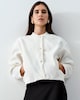 image 1 of The F&F Edit Ribbed Collar Buttoned Jacket in Cream