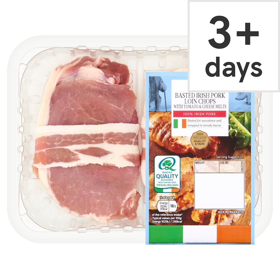 Tesco Basted Irish Pork Chops with tomato & cheese melts 350g