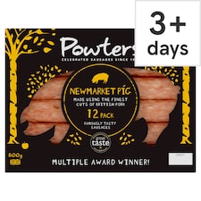 Powters Newmarket Pig Pork Sausages 12 Pack 800g