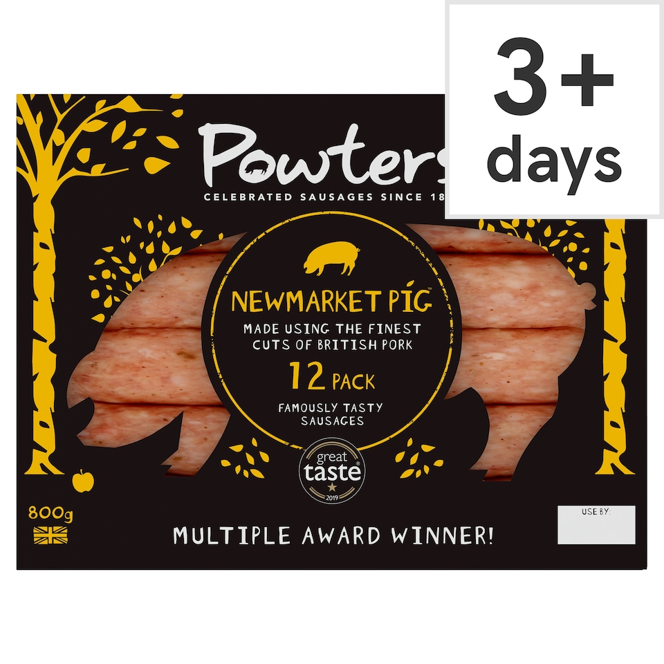 Powters Newmarket Pig Pork Sausages 12 Pack 800g