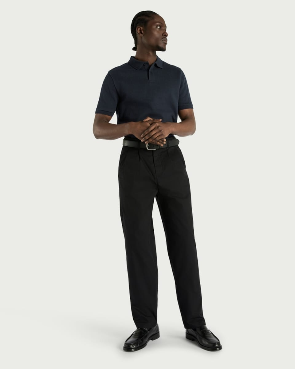 image 1 of F&F Pure Cotton Textured Polo Shirt in Navy