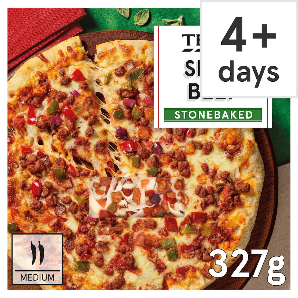 image 1 of Tesco Stonebaked Spicy Beef Pizza 327g