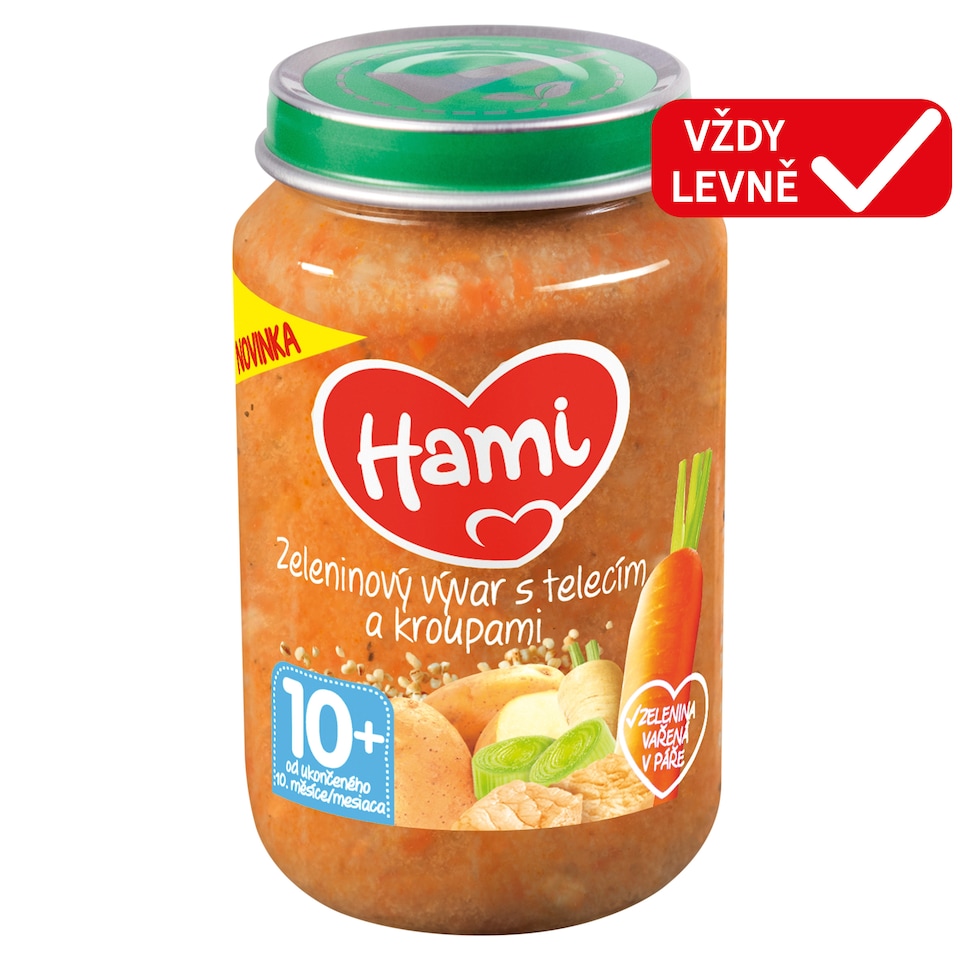 Obrázek 1 pro produkt HAMI masozeleninový příkrm Zeleninový vývar s telecím a kroupami, 10+ 200g
