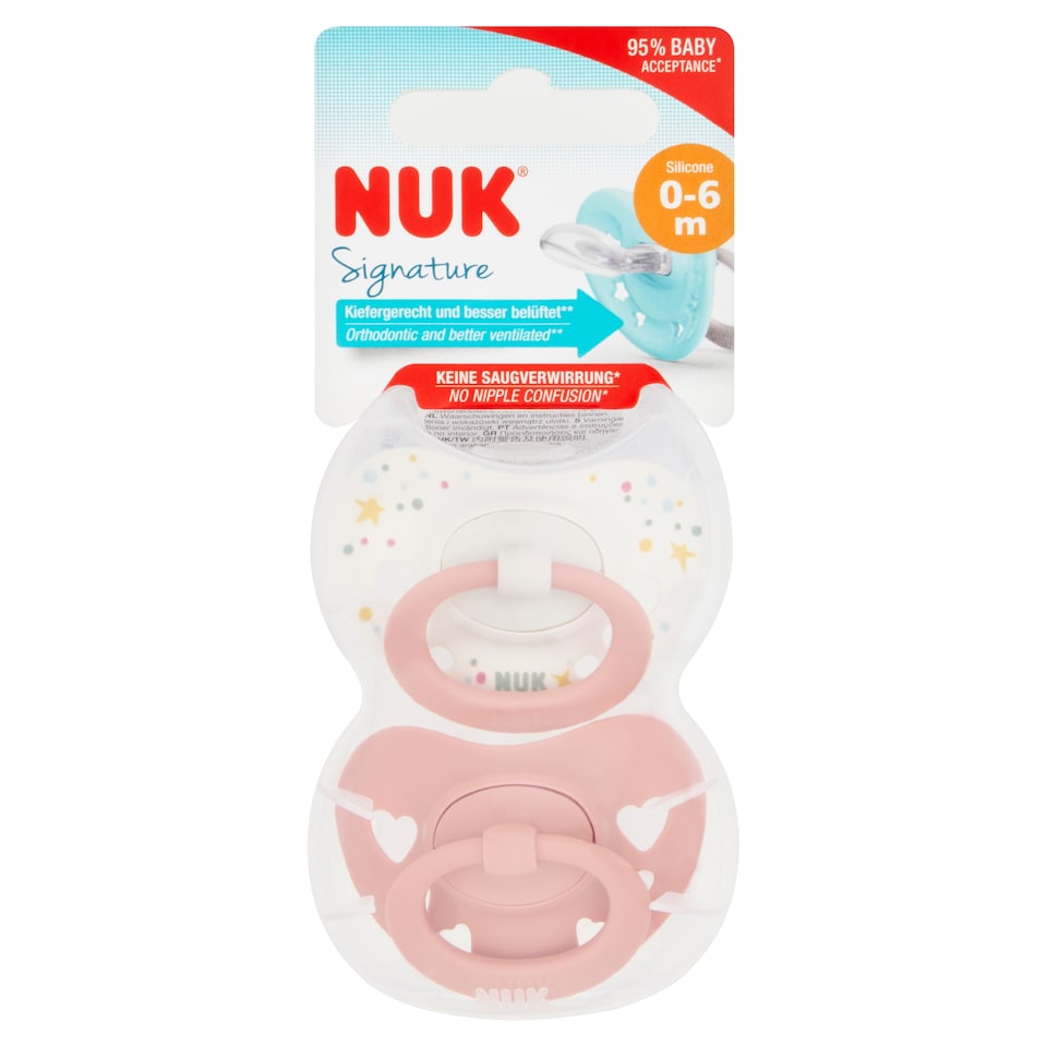 NUK Signature Soother 0-6M Pink 2pack