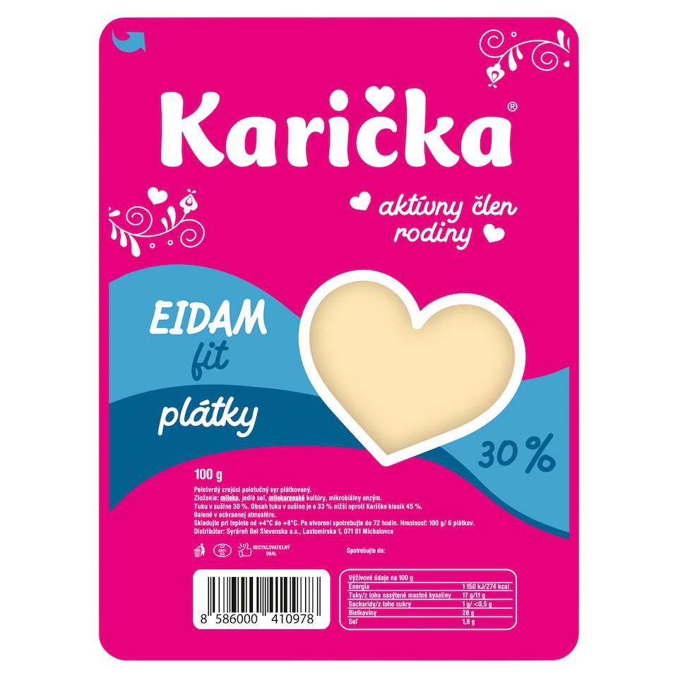 Karička Edam 30 % Slices Fit 100 g