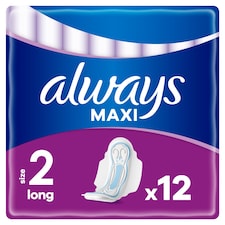 Always Maxi Size 2 Long With Wings 12 Pack