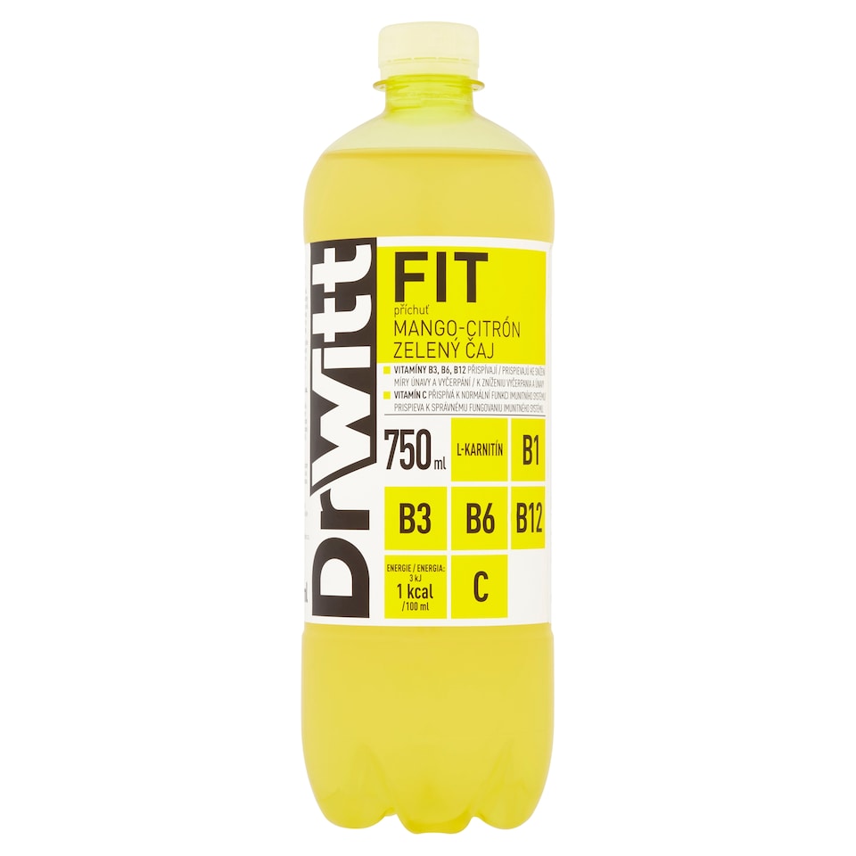 DrWitt FIT mango, citrón a zelený čaj 750 ml