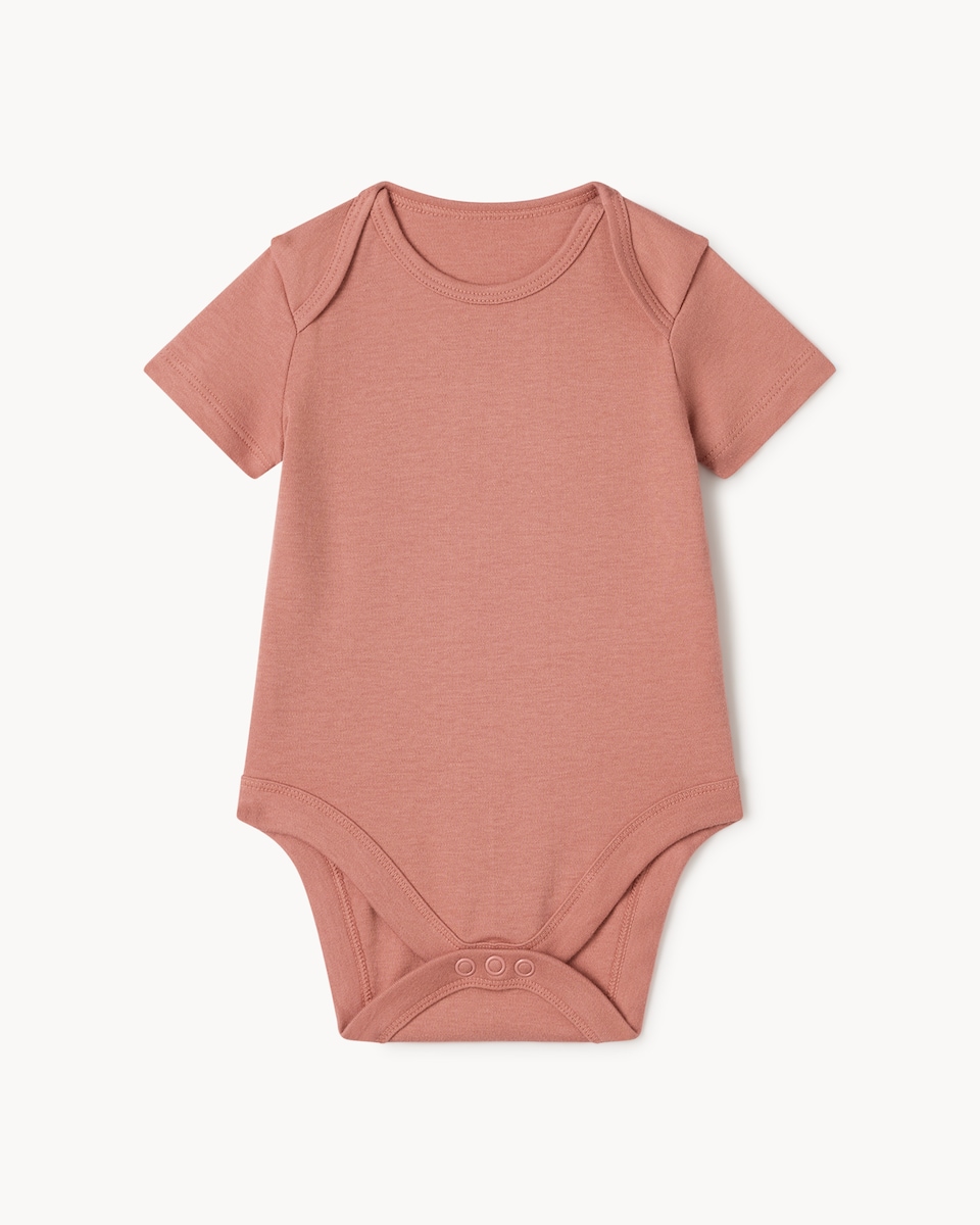 image 1 of F&F Baby 5-Pack Pure Cotton Printed Short Sleeved Bodysuits in Pink