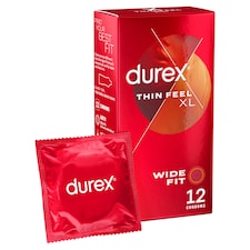 Durex Thin Feel XL Condoms More Sensitivity Wide Fit 12 Pack