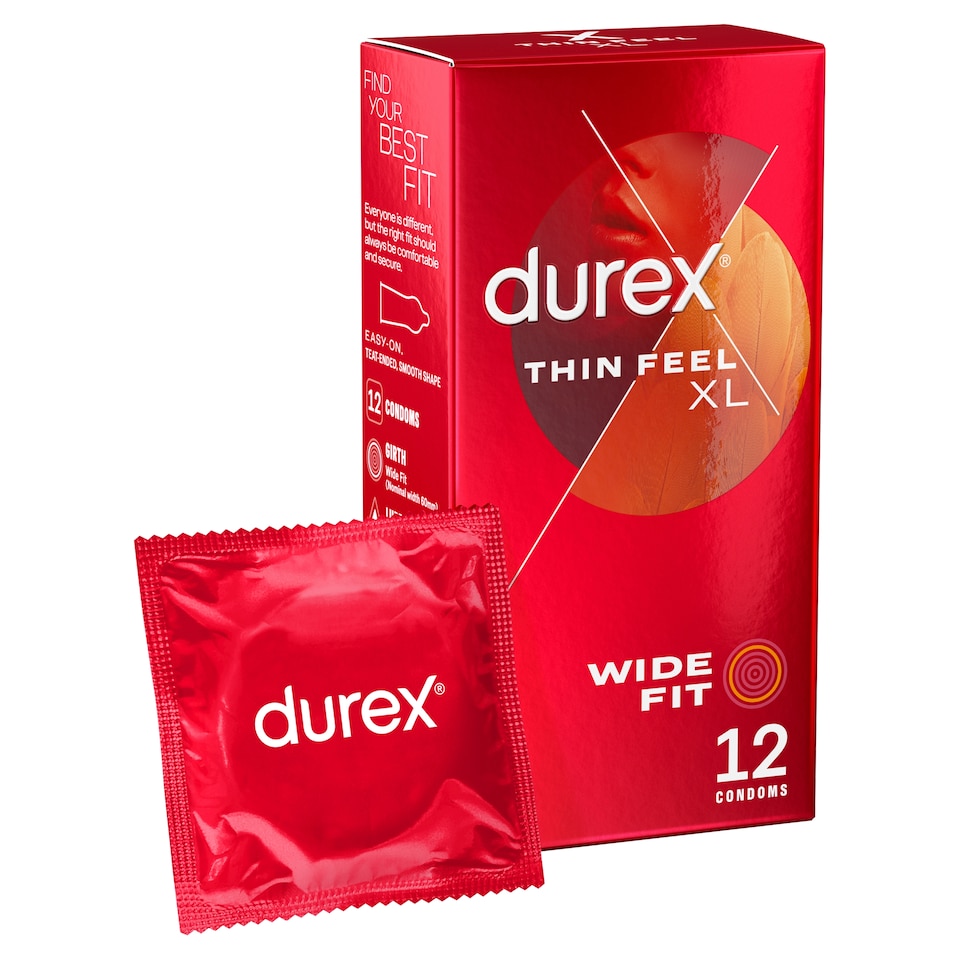 image 1 of Durex Thin Feel XL Condoms More Sensitivity Wide Fit 12 Pack