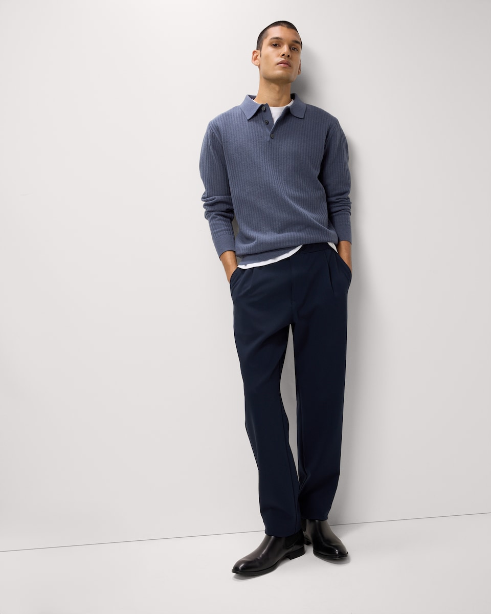 image 1 of F&F Ladder Stitch Knitted Polo Shirt in Blue