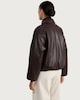 image 3 of F&F Faux Leather Bubble Hem Zip Up Jacket in Brown