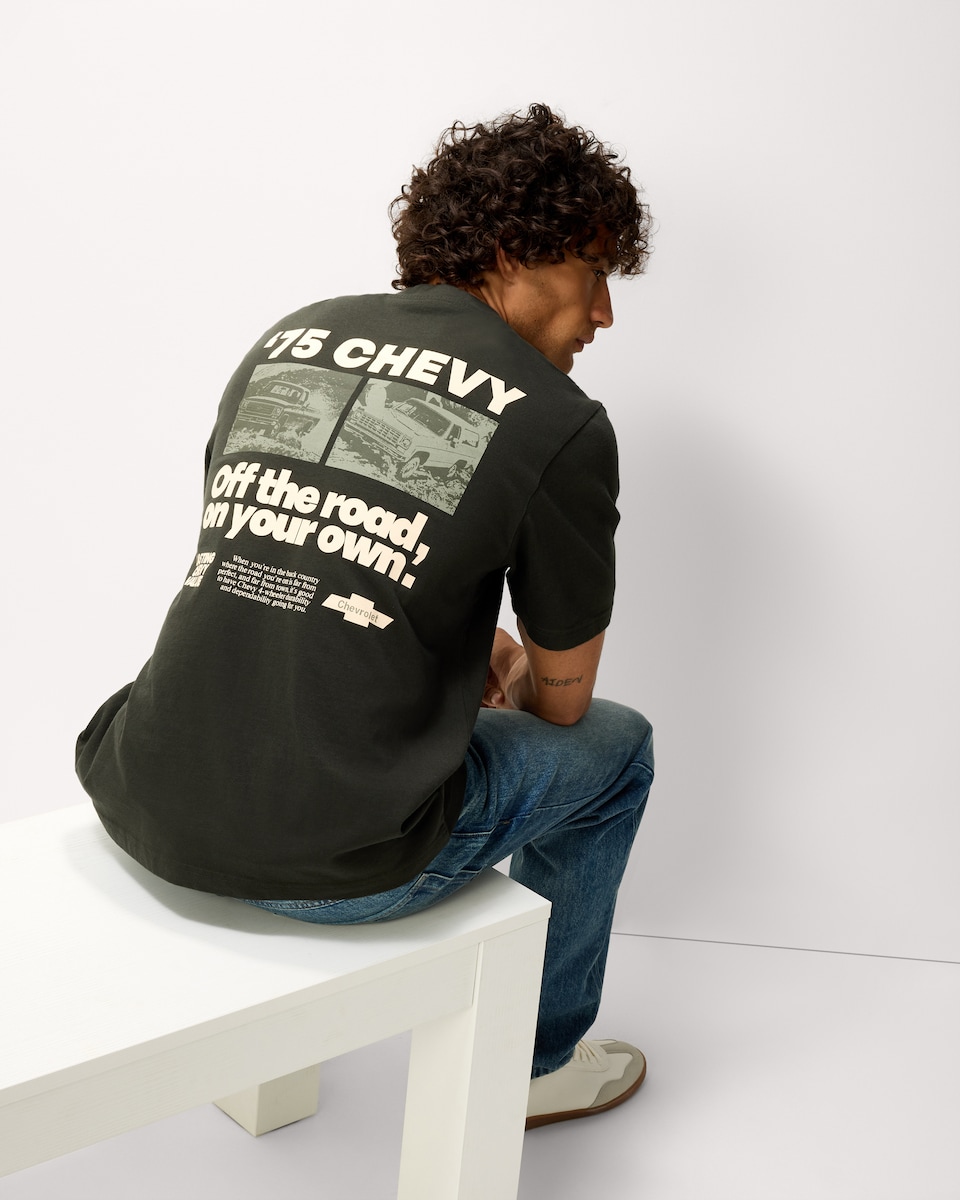 image 1 of RDA Chevrolet Pure Cotton T-Shirt in Khaki