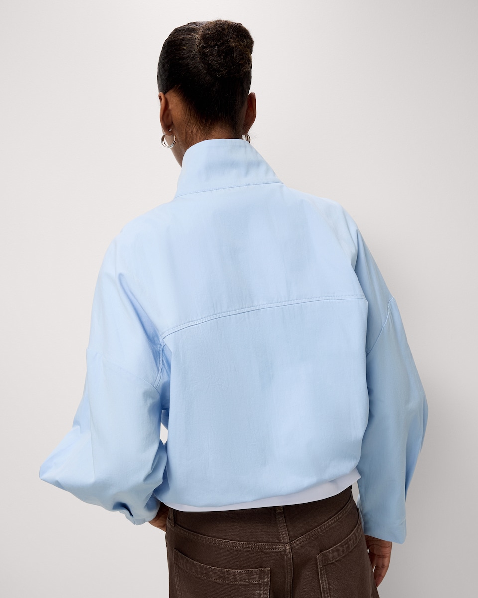 image 1 of F&F Pure Cotton Funnel Neck Jacket in Blue