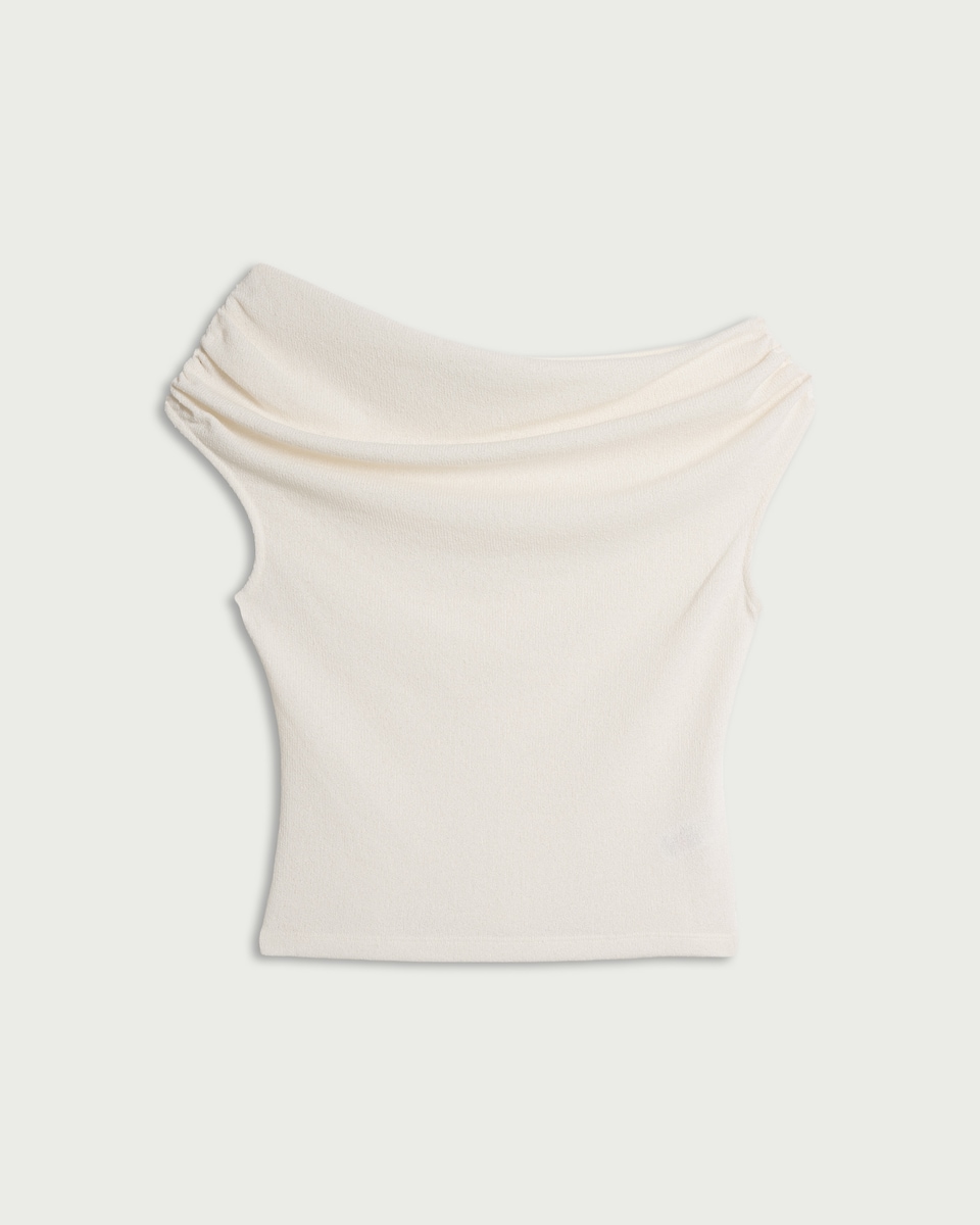 image 1 of F&F Textured Draped Co-ord Top in Cream