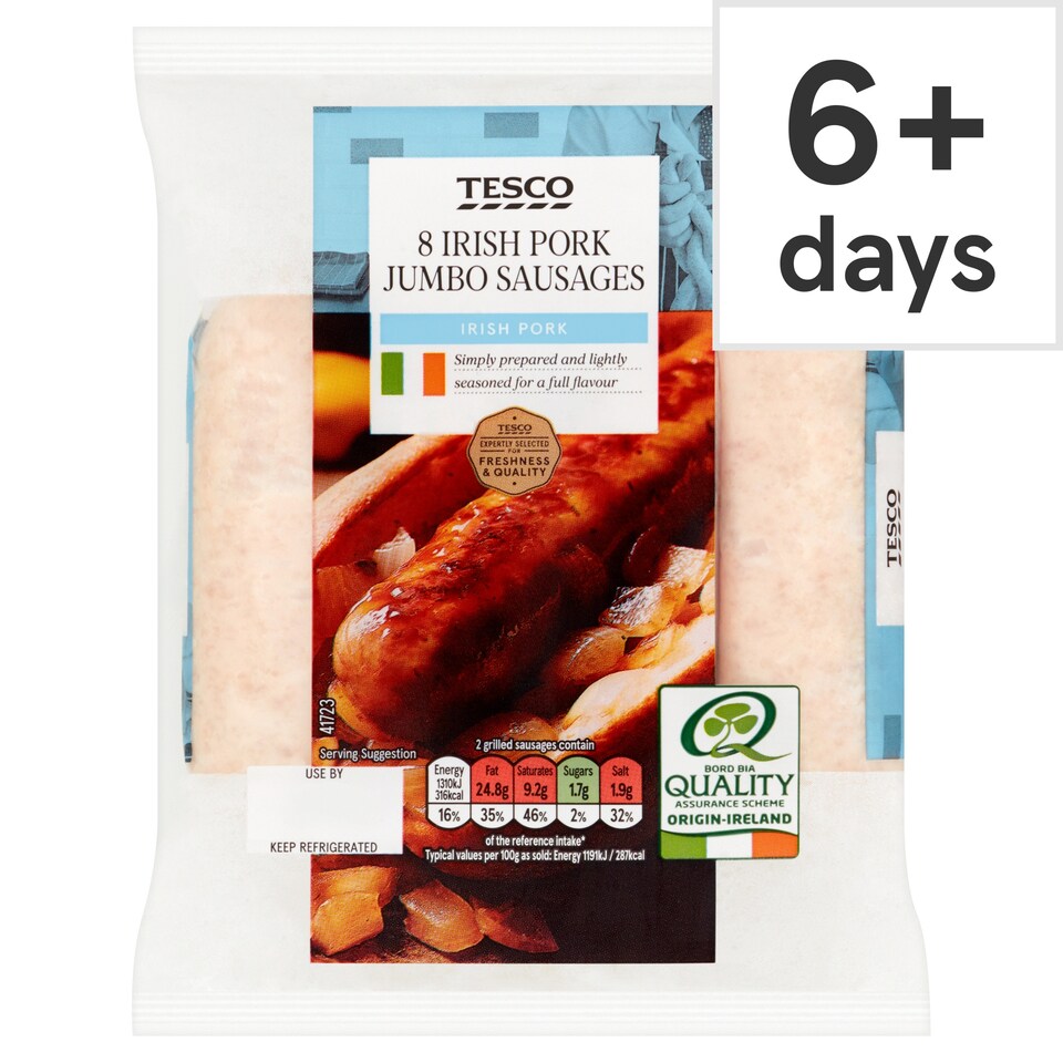 Tesco Irishjumbo Pork Sausages 454G