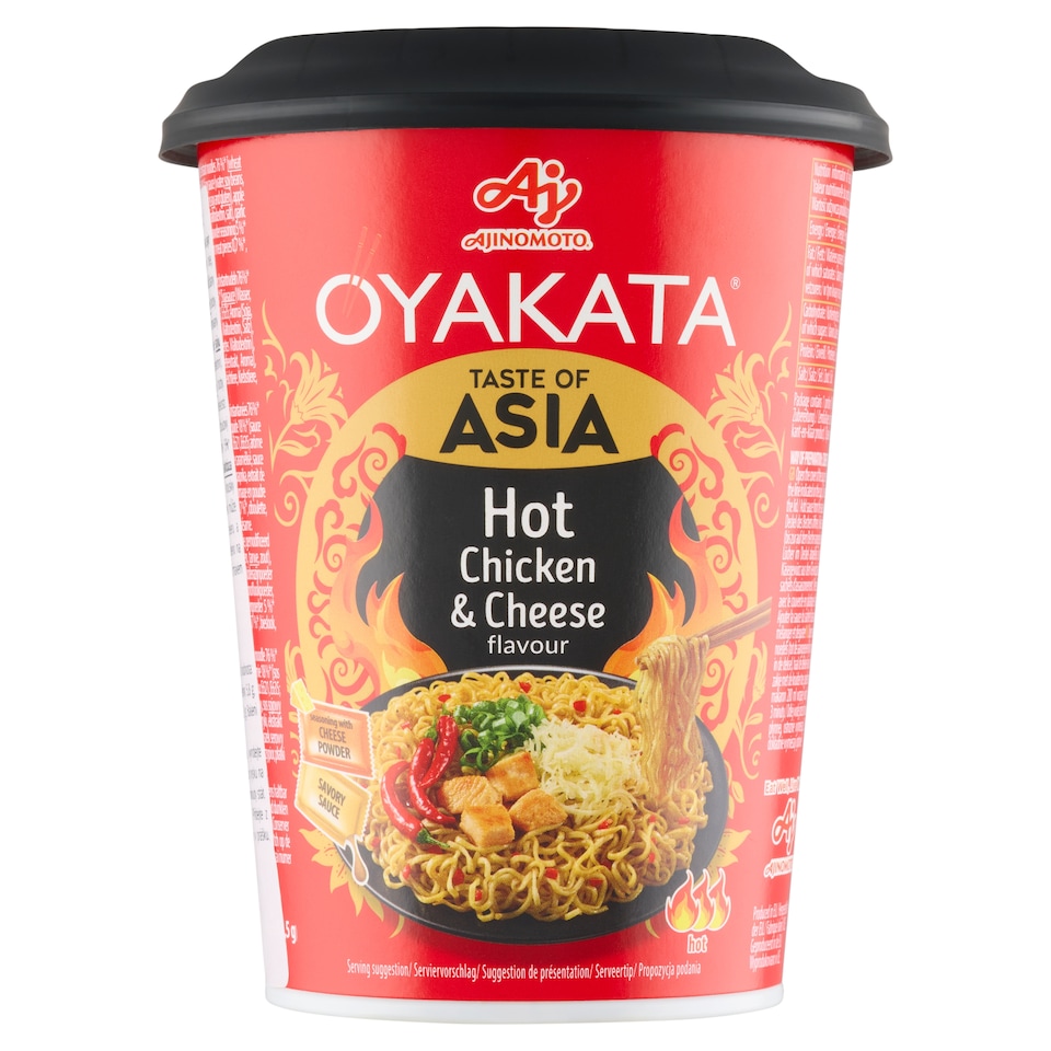 Obrázek 1 pro produkt Oyakata Instantní pokrm s omáčkou a nudlemi příchuť pálivé kuře a sýr 97g