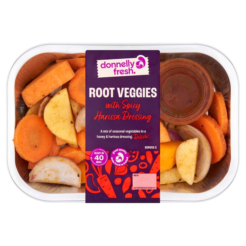 DONNELLY FRESH Root Veggies with Spicy Harissa Dressing 400g