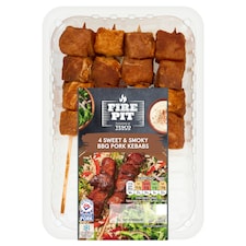 Tesco Fire Pit 4 Sweet & Smoky Pork Kebabs 340G