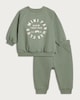 image 1 of F&F Baby 2-Piece Cotton Rich Farm Club Sweatshirt and Joggers Set in Green