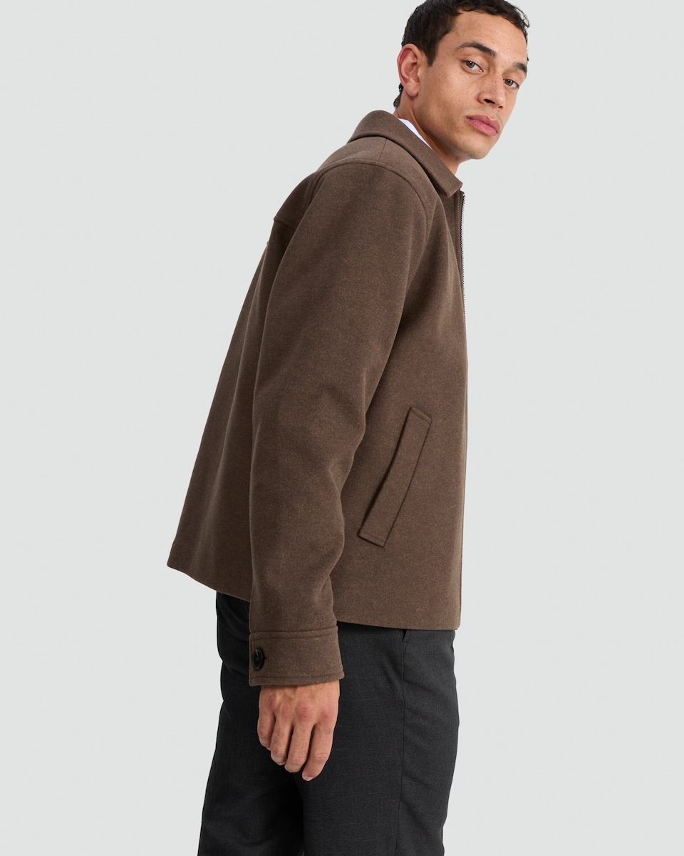 image 1 of The F&F Edit Textured Zip Through Jacket in Brown