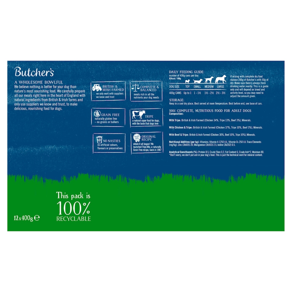 image 1 of Butcher's Tripe Loaf Dog Food Tins 12X400g