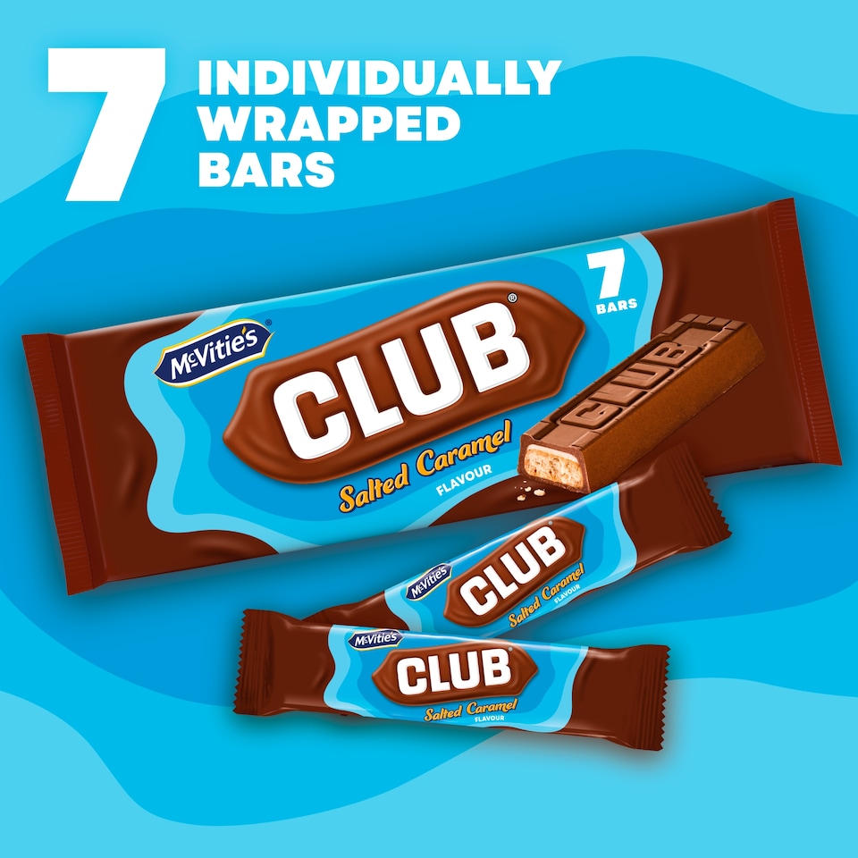 image 1 of McVitie's Club Salted Caramel Chocolate Biscuit Bars Multipack, 7 Pack 154g