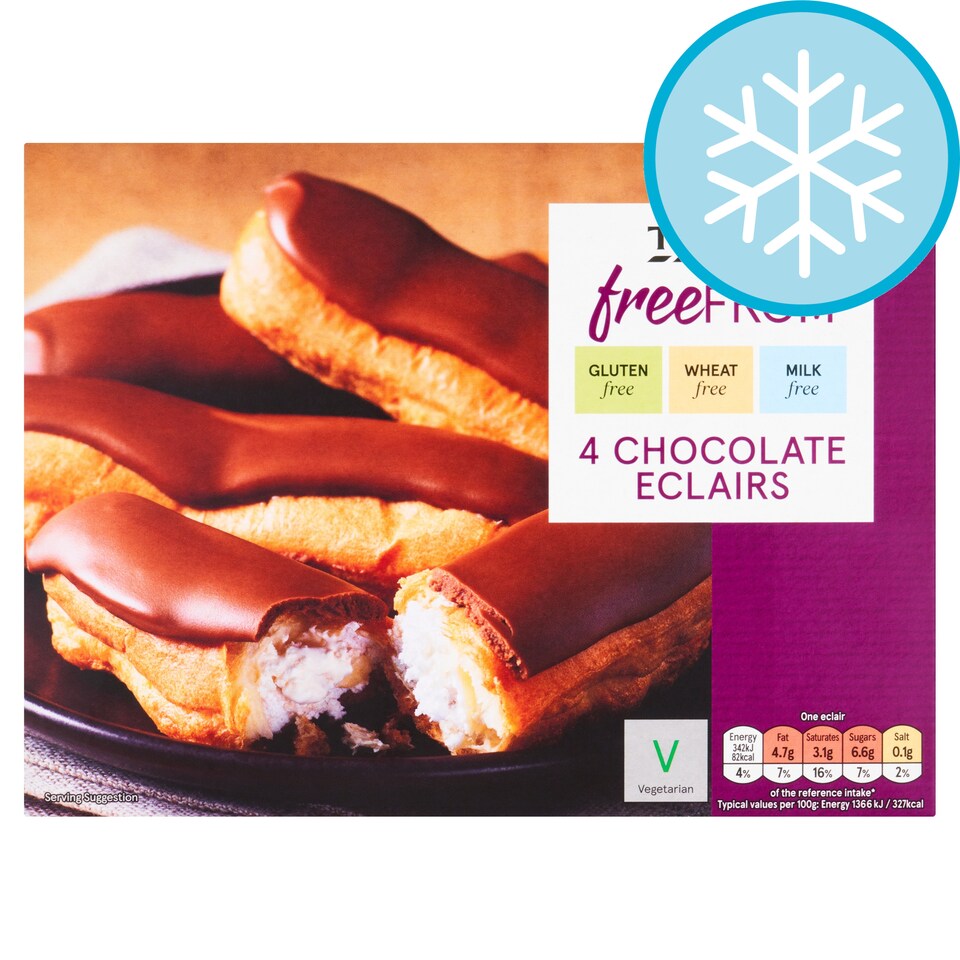 Tesco Free From Chocolate Eclairs 4 Pack 100g