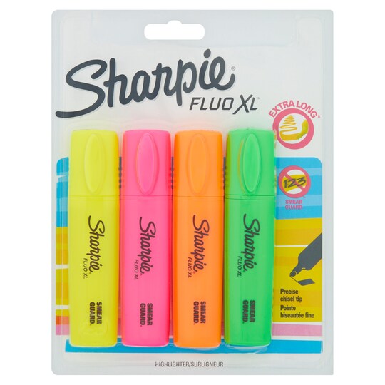 Sharpie Fluo Xl Highlighter 4 Pack Tesco Groceries