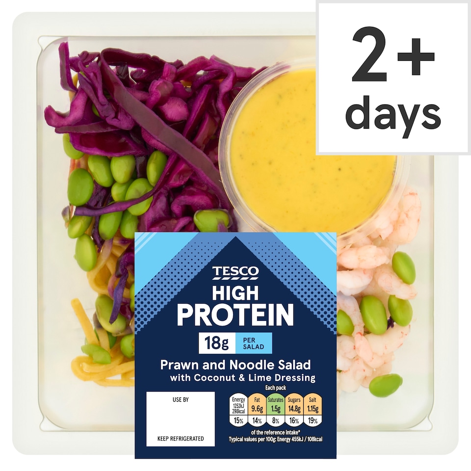 Tesco High Protein Prawn & Egg Noodle Salad with Coconut and Lime Dressing 275G