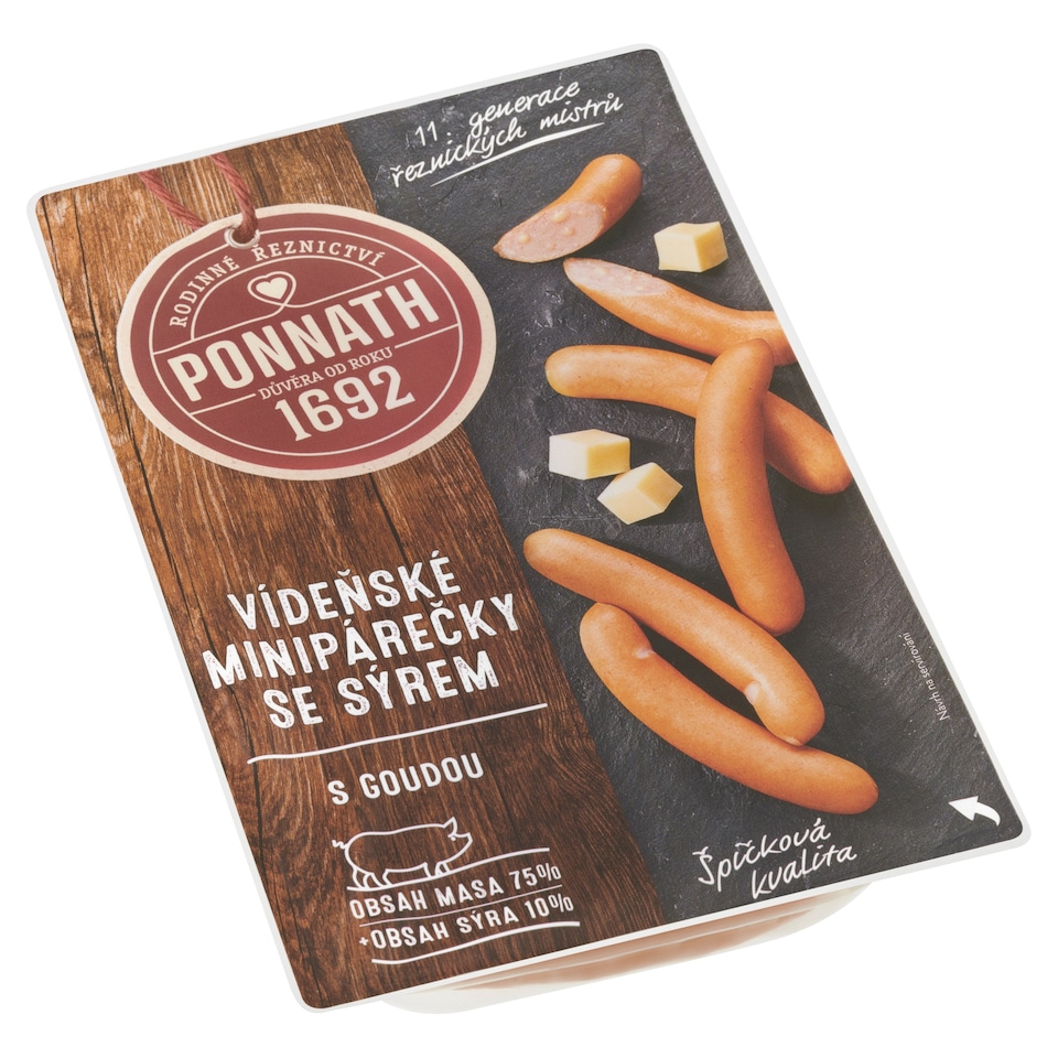 Obrázek 1 pro produkt Ponnath Vídeňské minipárečky se sýrem 200g