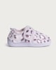 image 1 of F&F Girls Fluffy Leopard Print Strap Fastening Slippers in Lilac