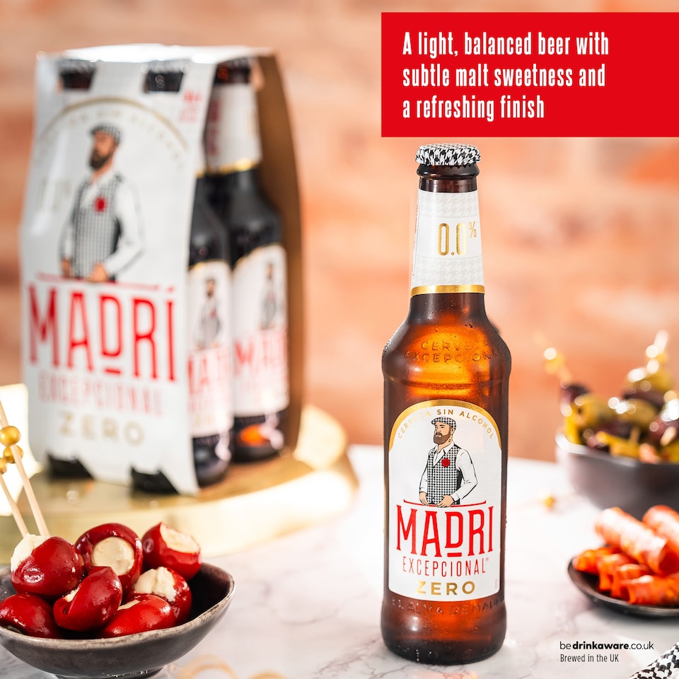 image 1 of Madri Excepcional 0.0% Premium Lager Beer Bottle 4x330ml