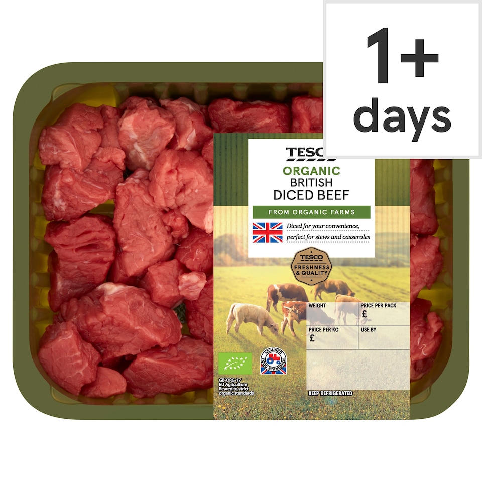 Tesco Organic Diced Beef 400G