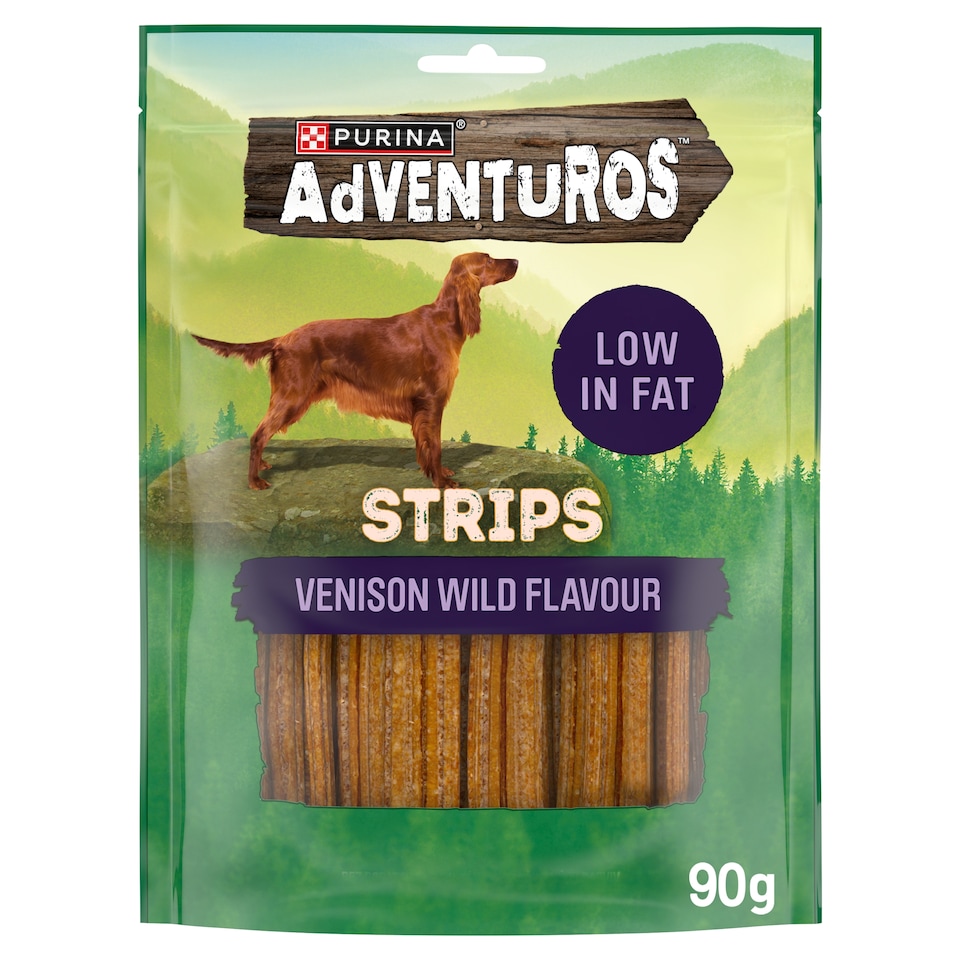 image 1 of Adventuros Strips Dog Treats Venison Flavour 90g