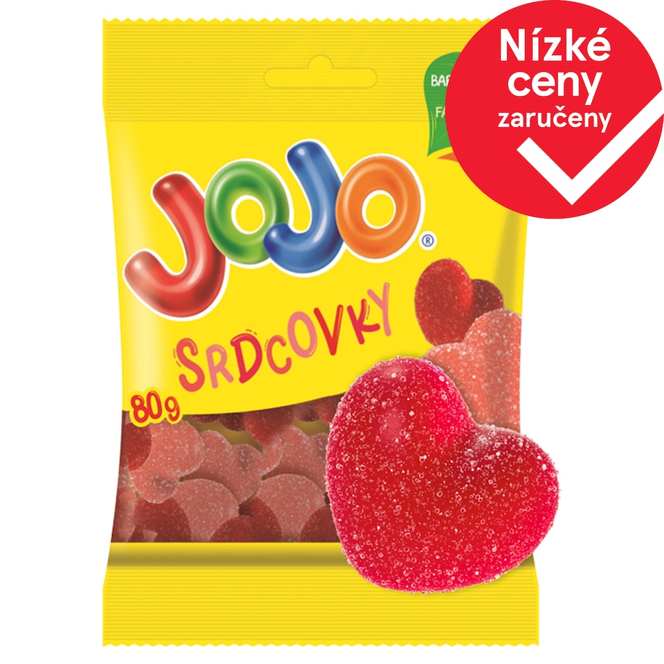 JOJO Srdcovky želé bonbóny s příchutí višně a jahody 80g