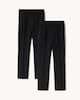 image 3 of F&F School Boys 2-Pack Slim Fit Longer Length Trousers in Black