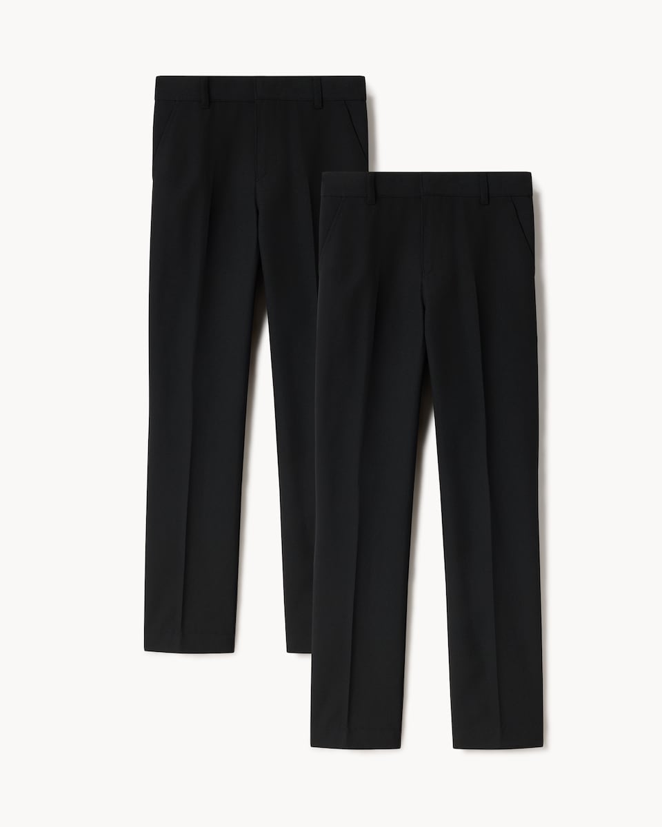 image 1 of F&F School Boys 2-Pack Slim Fit Longer Length Trousers in Black