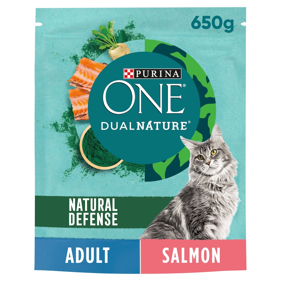 image 1 of Purina One Dual Nature Natural Defence Cat Food Salmon 650g