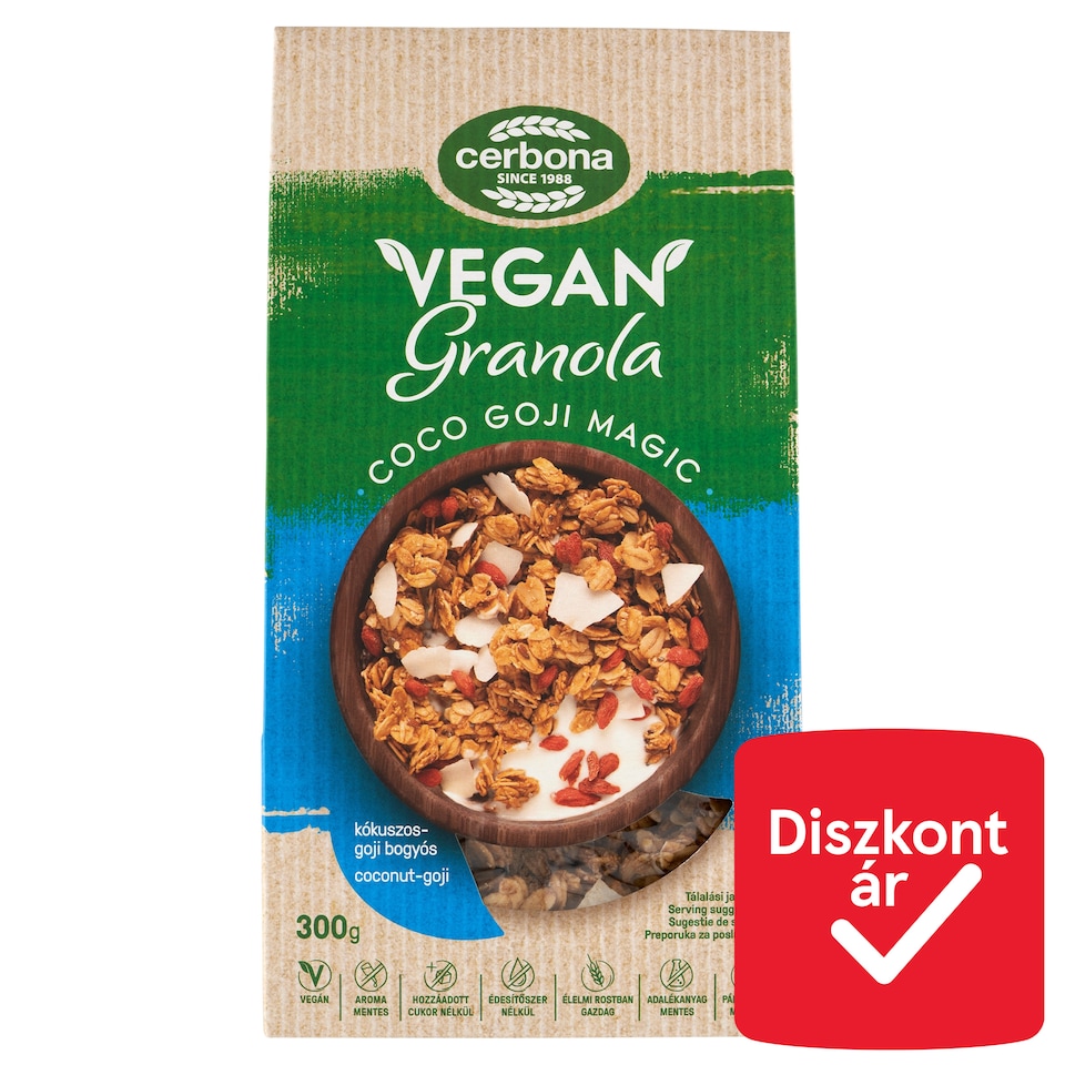 Cerbona Vegan Granola Muesli with Coconut and Goji Berries 300g