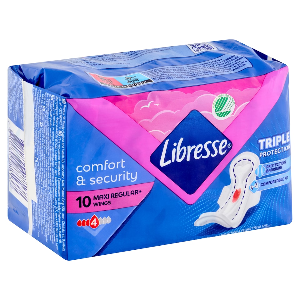 Libresse Maxi Regular+ Comfort & Security szárnyas egészségügyi betét 10 db  1. kép