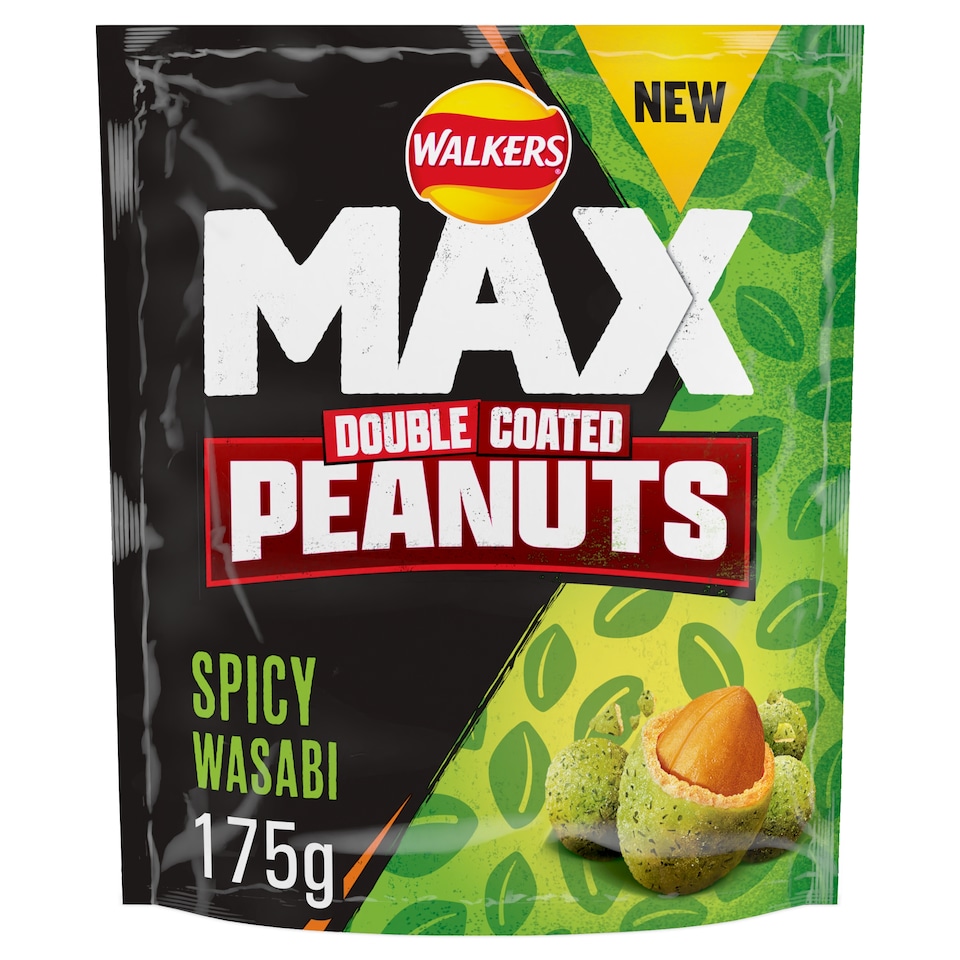 image 1 of Walkers Max Double Coated Peanuts Spicy Wasabi Sharing Bag 175g