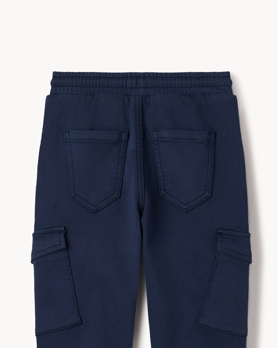 image 1 of F&F Boys Cotton Rich Cargo Joggers in Navy
