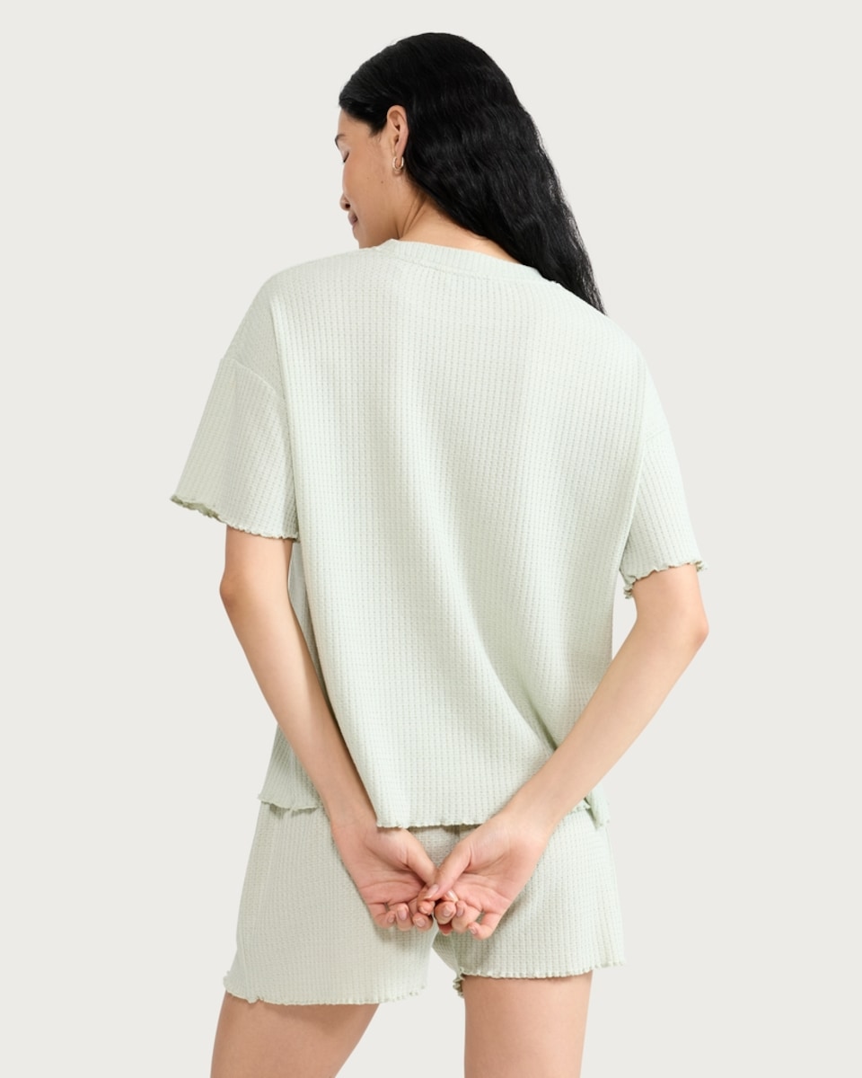 image 1 of F&F Waffle Textured Pyjama Set in Green