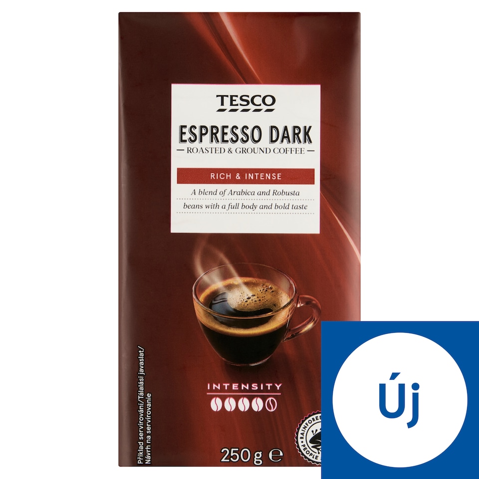 Tesco Espresso Dark pörkölt, őrölt kávé 250 g